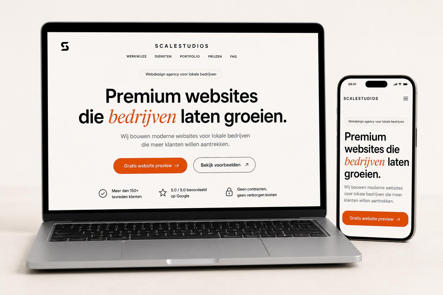 Premium website ontworpen door ScaleStudios — getoond op laptop en mobiel