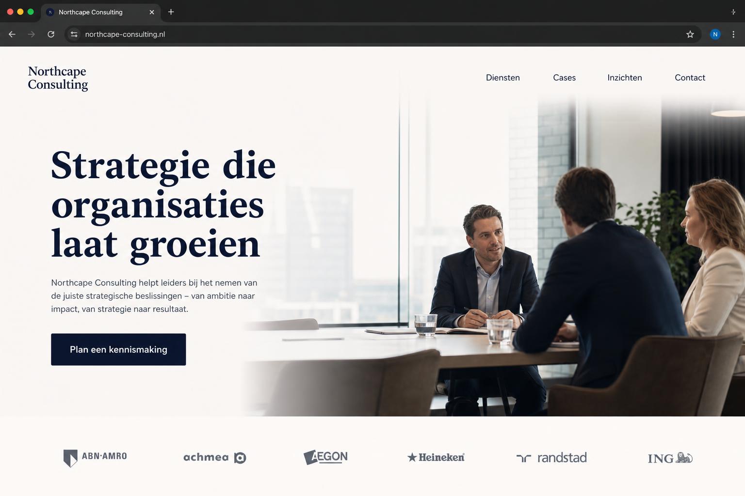 Website van Northcape Consulting (Zakelijke dienstverlening) — ontworpen en gebouwd door ScaleStudios